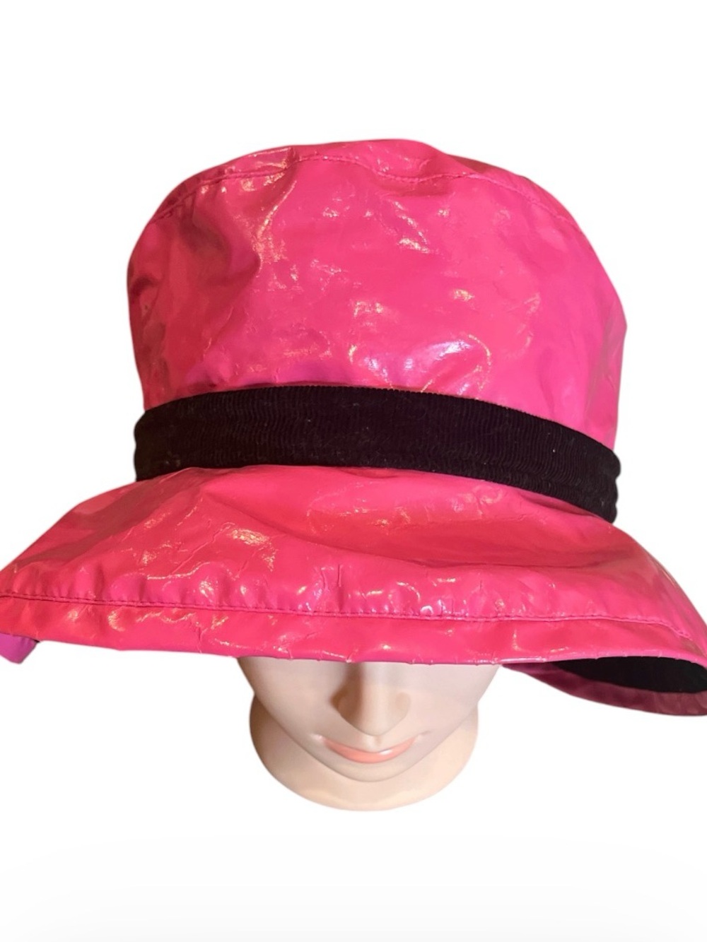 BARONESS ASHLEY VANCOUVER Women's Rain Hat Buckethat Adjustable Shiny Pink *READ